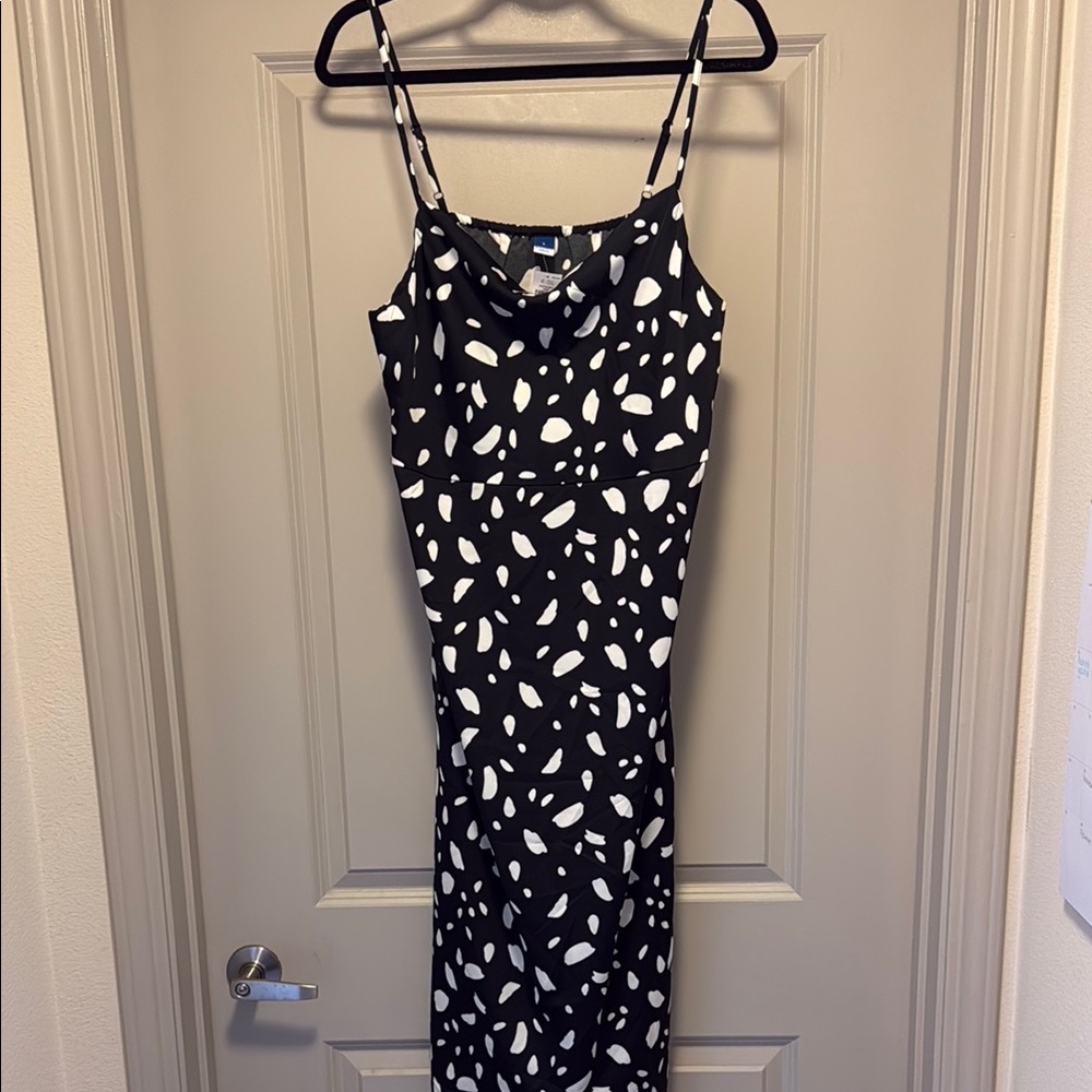 Old Navy Black and White Spaghetti Strap Slip Dress